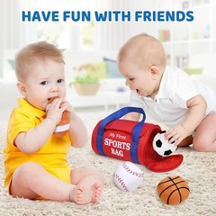 Baby Toys 0-12 , My First Sports Bag Plush Toy – 4 Sensory Balls Soft Toys wi…