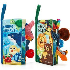 Soft Cloth Crinkle Books for Babies 0-12 Months – Sensory Tummy Time Toys 2-Pack