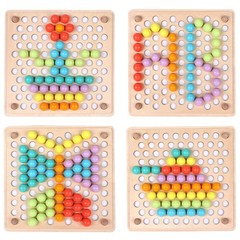 Wooden Peg Board Beads Game, Learning Montessori Toys,Color Sorting Stacking …