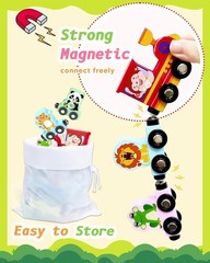 11 Pcs Wooden Magnetic Train Set for Toddlers Montessori Animal Toy for Ages 1-3