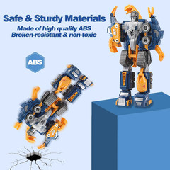 Toddler Construction Car Transform Set, 5Pcs Dinosaur Rescue Robot with Magnetic