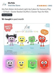 Glo Pals Water-Activated Light-Up Cubes for Sensory Play – 12 Pack NEW
