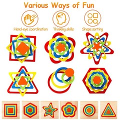 Toddler Puzzles Montessori Toy Wooden Shape Sorting Puzzle Sensory Toy Toddle…