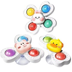Baby Sensory Suction Spinner Toy Kids Fidget Bath Travel Activity Toys 3PCS