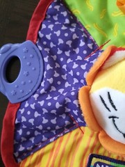 Nuby Plush Lion Teething Security Blanket Multi-Color Squeak Crinkle Teether Toy