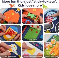 Interactive Dinosaur Busy Book – Fine Motor Skills for Toddlers 1-3 Old
