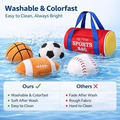 Baby Toys 0-12 , My First Sports Bag Plush Toy – 4 Sensory Balls Soft Toys wi…