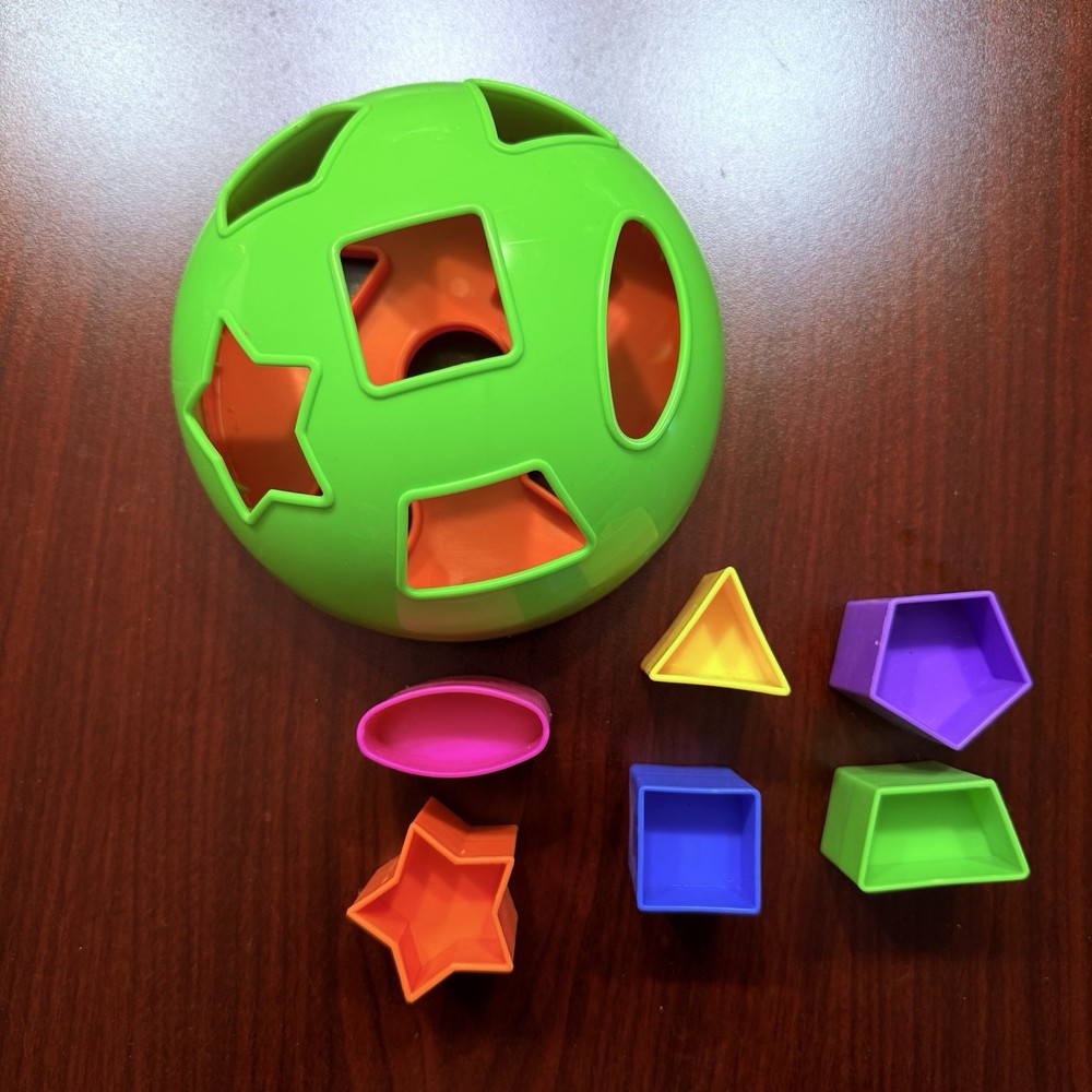Vintage Fun Time Toy Green Orange Shape Sorter Baby Toddler Toy