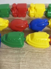 Fisher Price Snap-Lock Beads. 12 Vehicles Trains Cars Planes Mattel 4 Colors