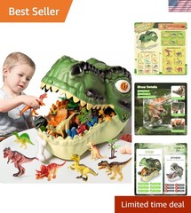 Dinosaur Toy Figures with Eggs & Trees – 45PCS Non-Toxic Playset for Toddlers