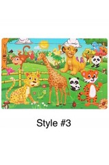 30 Pcs Children Wooden Puzzle Cartoon Vehicle Animal Learning Kids 3-7 Years