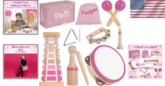 Educational Music Toy for Toddlers: Pink Wood Instruments