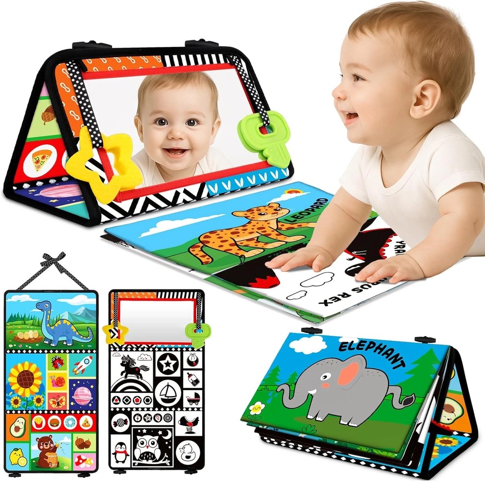 High-Contrast Tummy Time Sensory Set–Developmental Gift for Newborn-2DAY FREE DE