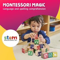Skoolzy 30 PCS Baby Blocks – Small Wooden ABC Blocks for Toddlers 2-5 – Alphabe