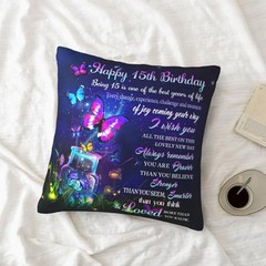Gifts for 15 Year Old Girl Pillow Cover 18″X18″, 15th Birthday Gifts for Teen