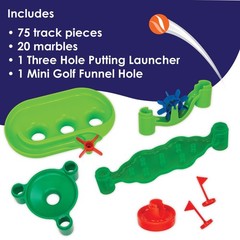 MindWare Marble Run Mini Golf – 75 Track Pieces, 20 Marbles – Ages 4-8