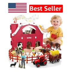 Vibrant 24 Piece Farm Animal Playset with Musical Barn – Great Gift for Toddlers