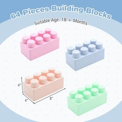 64 pcs Building Blocks for Toddlers,Montessori STEM Educational for 18+Months