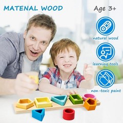 Wooden Montessori Sorting Stacking Toy 20 Pieces Educational Fine Motor Skill