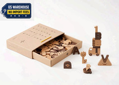 Oioiooi Alphabet Play Blocks Wooden Montessori Learning Educational Kids Toy Set