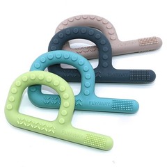 Teething Toys for Baby 3-6 6-12 Months 4 Pack P Shape, Blue/Khaki/Green/Gray
