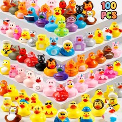 100 Pcs Rubber Ducks, Random Assortment Ducks Bulk for 100 PCS, Multicolor