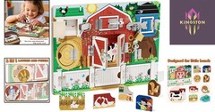 Interactive Montessori Farm Toy – Wooden Busy Board with 9 Puzzles for Toddlers