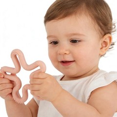 Fu Store 3 Pack Coral Flower Ring Teether Milk White, Dark Pink, Moody Blue
