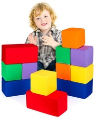Toddler Foam Buliding Blocks – 12 Piece Fabric Covered in 2 Sizes Stacking Bl…