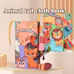Baby 3D Soft Cloth Books Safe Tear-Resistant Animal Tails Crinkle Paper Beeper