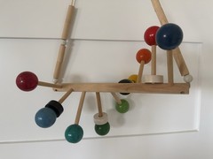 Vintage Wooden Baby Gym Hanging Toy Montessori Crib Trapeze Waldorf Style