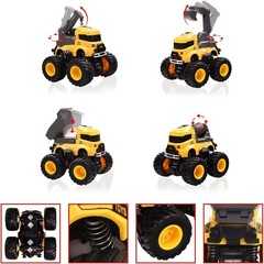 Friction Powered Toddler Construction Truck Set – No Batteries Needed, 4 Toys