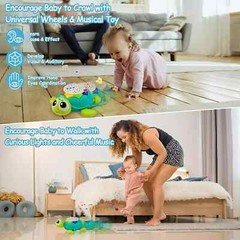 5 in 1 Musical Projector Turtle Toy Babies 6-12 Months Crawling Tummy Time, New