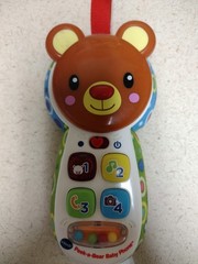 Vtech Peek-A-Bear Baby Phone Colors Numbers Songs Sounds Phrases, no batteries