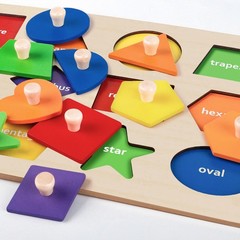 Wooden Toddler Shape Puzzle, Montessori Sorting Toy for Kids 36+ Months