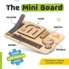 deMoca Wooden Toddler Busy Board – 10-in-1 Sensory Activity for 1-3 Year Olds