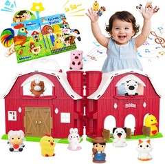 Musical Red Barn Farm Animal Toy Set: Educational Fun for Toddlers 12-18