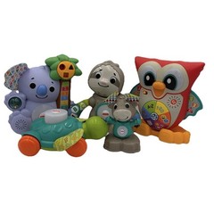 Fisher Price Linkimals LOT OF 5 Owl Moose Koala Sloth Turtle TESTED/WORK