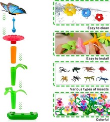156 PCS Insect Flower Garden Building Educational STEM Learning Pretend Set