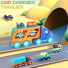Colorful Cars Toy Set – 9 Vehicles with a Transport Truck for Toddlers Ages 2-5