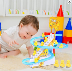 9 Electric Small Ducks Climbing Stairs Trackwith Flashing Lights & Music On/Off