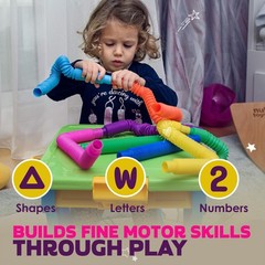 Nutty Toys Pop Tubes – Large 8-Pack Sensory Toys – Creative STEM Learning for…