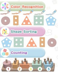 Sensory Learning Toys for 1-3 Olds: 20 Wooden Stacking Shapes to Explore