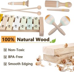 Baby Musical Instruments-Montessori Wooden Toys for Toddlers 1-3,Neutral Colo…