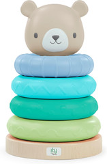 Ingenuity: ity by Ingenuity Cutie Stacks, 4 BPA-Free Rings, Faux Wood Stand,