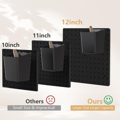 FZK Peg board Kit, Peg Board with Hooks, 30cm*30cm, Includes 4 Black Pegboard…
