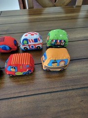 Melissa & Doug Baby Lot Of 7 Take Along Town Soft Cars Rattle Crinkle Squeak Toy