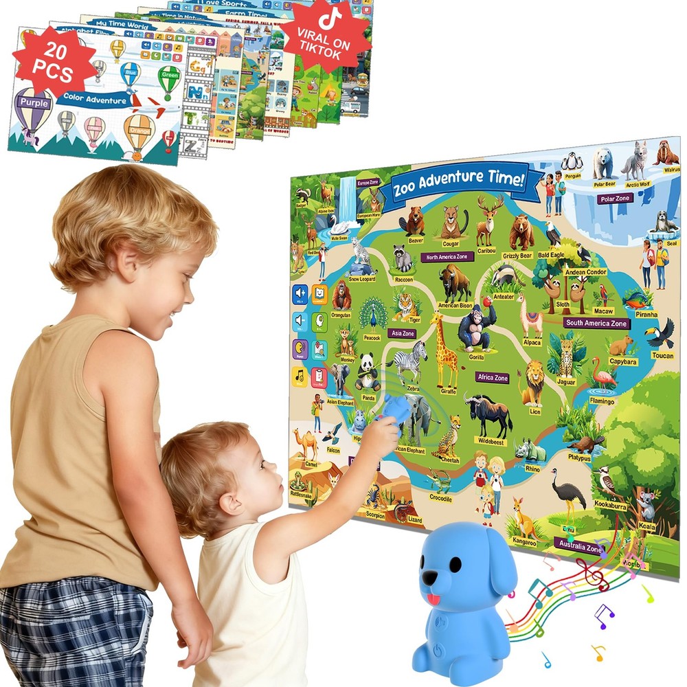 Talking Pen & 20 Laminated Toddler Learning Posters Set – Colorful Educationa…