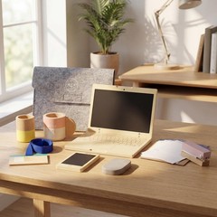 Wooden Pretend Play Home Office Set for Kids,10Pcs Office Playset with Wooden