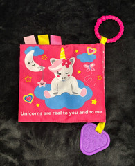 Playtex BABY SENSORY BOOK Lot 3, Unicorn, ABC, Nursery, Crinkle, Teether, Tags